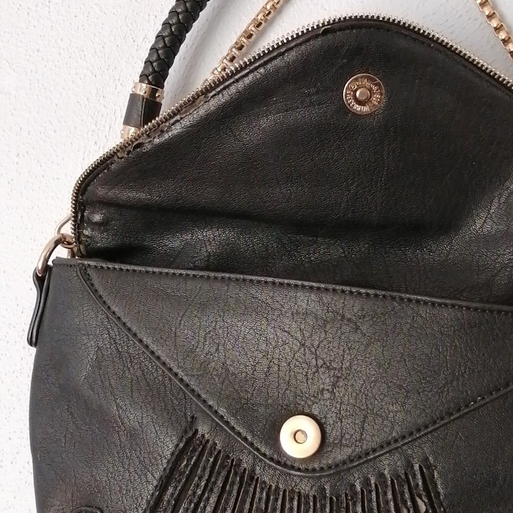 Urban Expressions Purse Womens Black M Handbag  Zip & Snap Close Double Straps - Picture 10 of 13